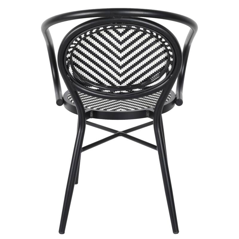 Chaise de jardin style bistrot parisien en aluminium et rotin synthétique
