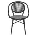 Chaise de jardin style bistrot parisien en aluminium et rotin synthétique