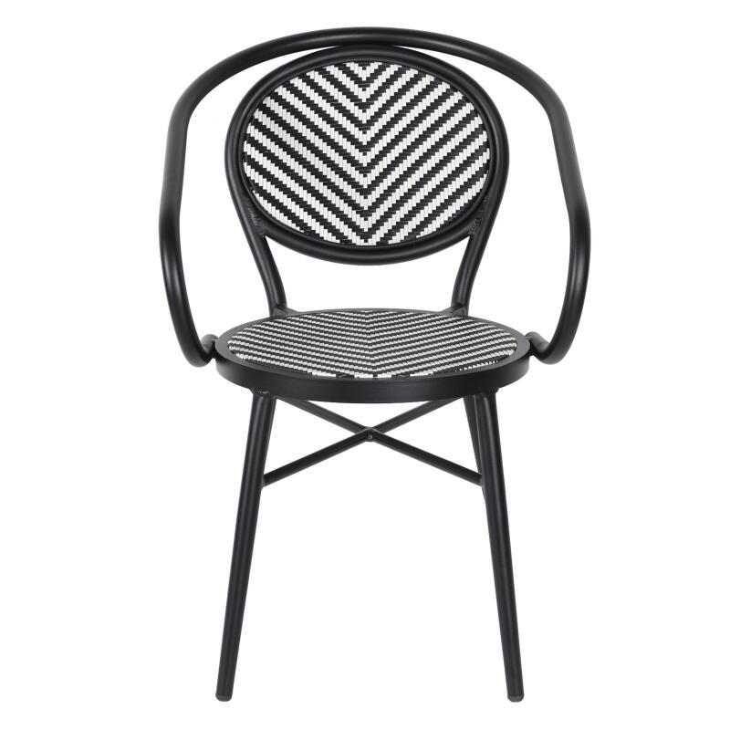 Chaise de jardin style bistrot parisien en aluminium et rotin synthétique