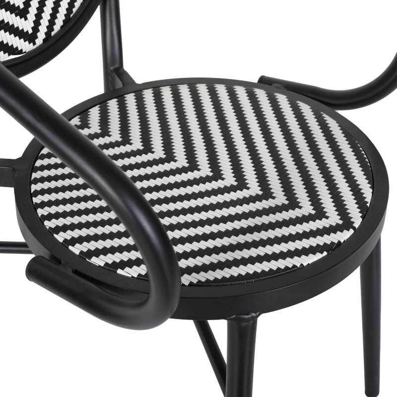Chaise de jardin style bistrot parisien en aluminium et rotin synthétique