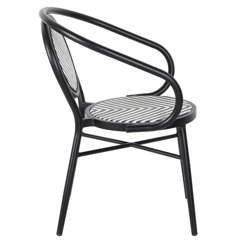 Chaise de jardin style bistrot parisien en aluminium et rotin synthétique