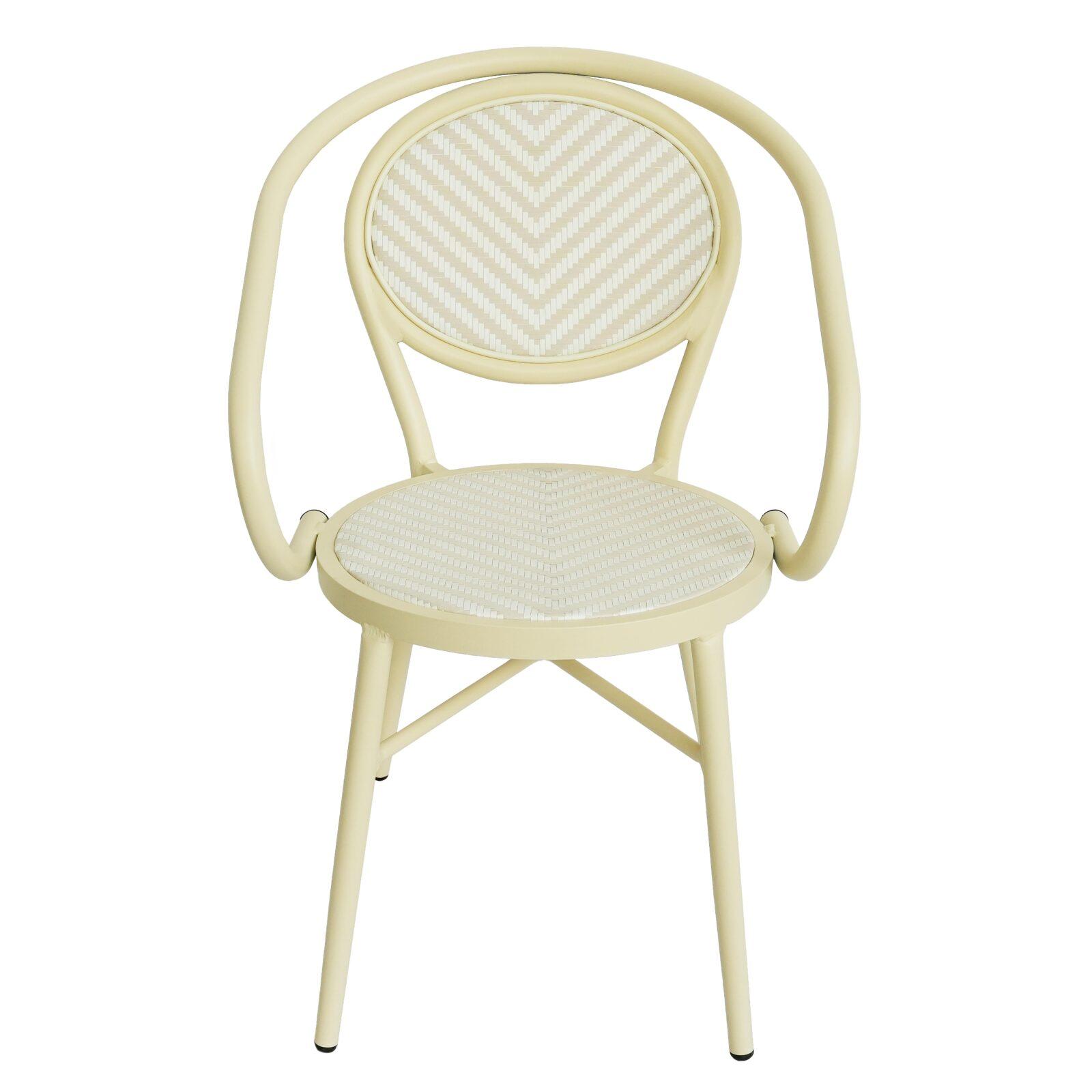 Chaise de jardin style bistrot parisien en aluminium et rotin synthétique