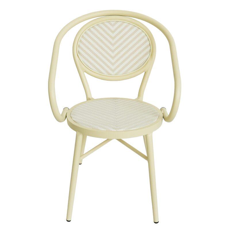 Chaise de jardin style bistrot parisien en aluminium et rotin synthétique