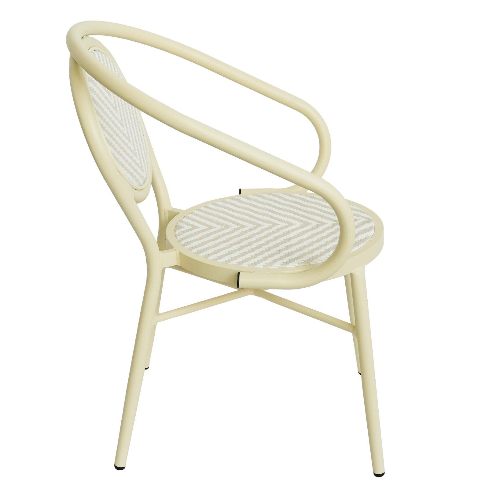 Chaise de jardin style bistrot parisien en aluminium et rotin synthétique