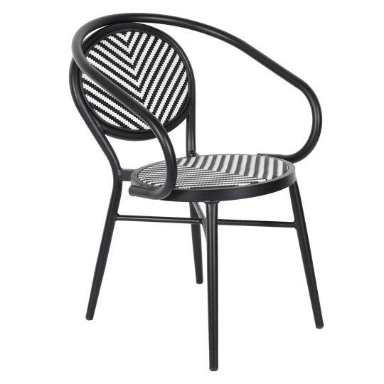 Chaise de jardin style bistrot parisien en aluminium et rotin synthétique