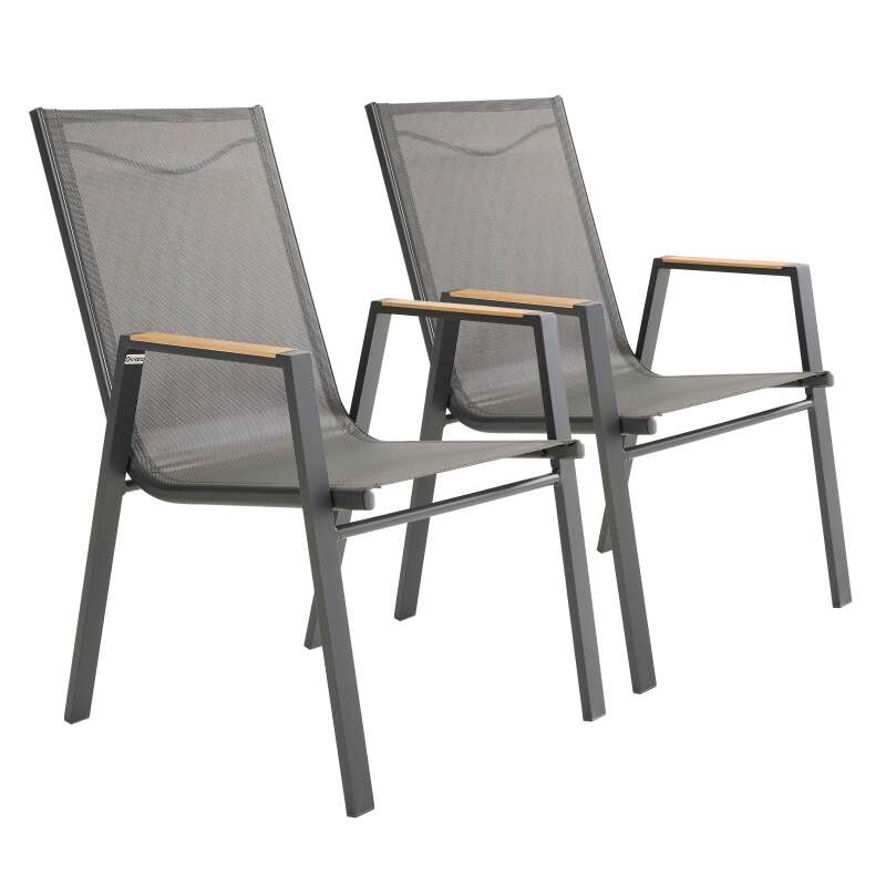 Chaise de jardin en aluminium et textilène - Lot de 2
