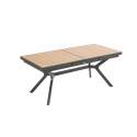 Table de jardin extensible rectangulaire (187/250 x 90 x 77 cm) en aluminium et effet bois