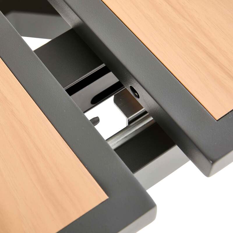 Table de jardin extensible rectangulaire (187/250 x 90 x 77 cm) en aluminium et effet bois