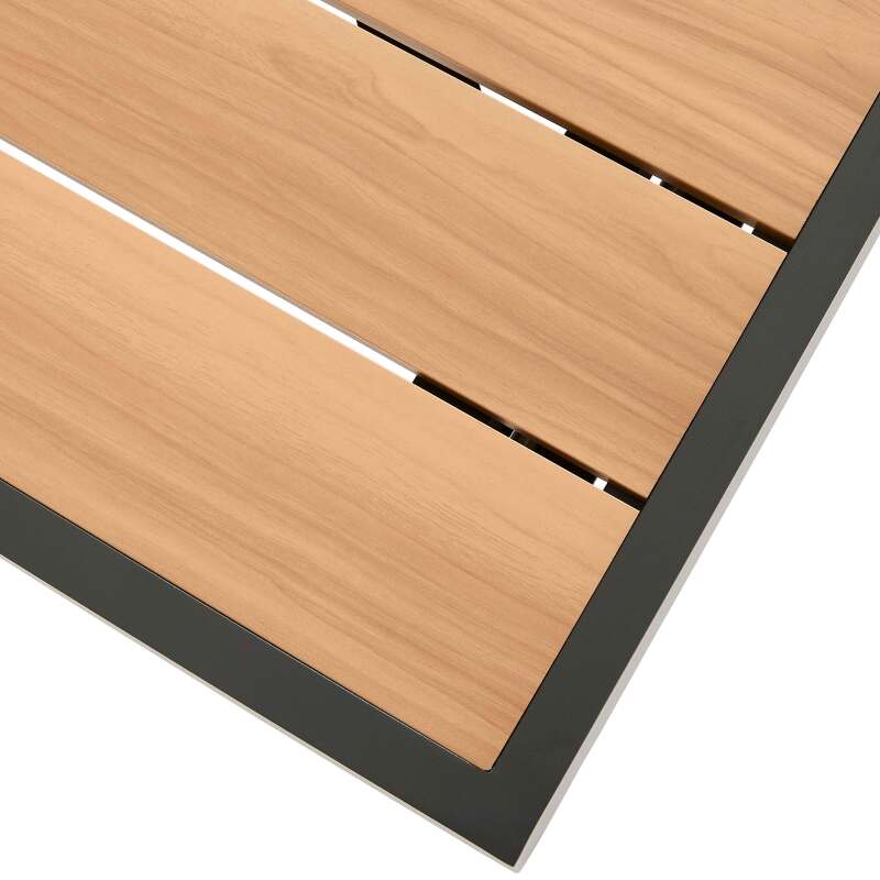 Table de jardin extensible rectangulaire (187/250 x 90 x 77 cm) en aluminium et effet bois
