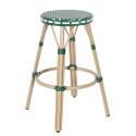 Tabouret de bar en aluminium et rotin synthétique