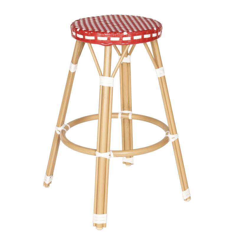 Tabouret de bar en aluminium et rotin synthétique 