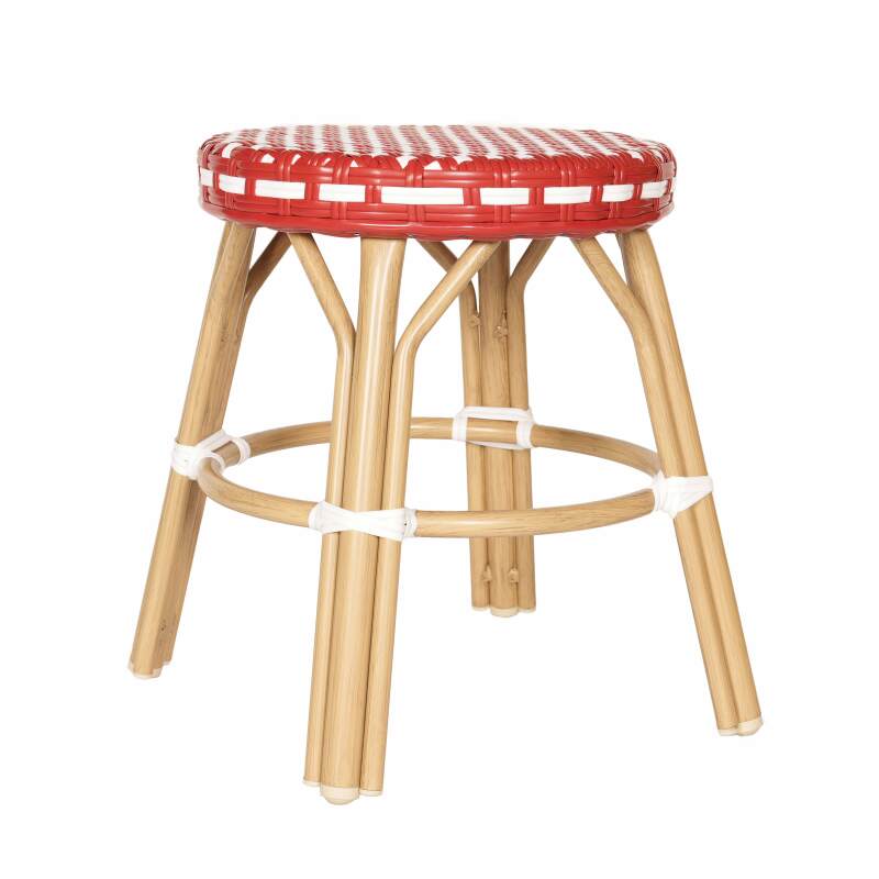 Tabouret bas en aluminium et rotin synthétique