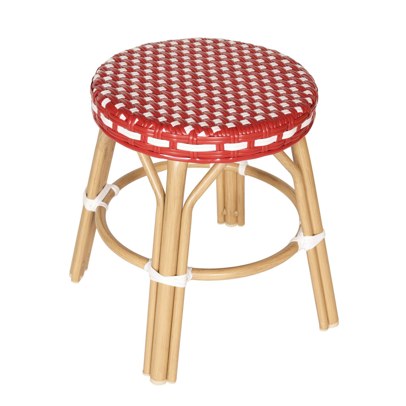 Tabouret bas en aluminium et rotin synthétique