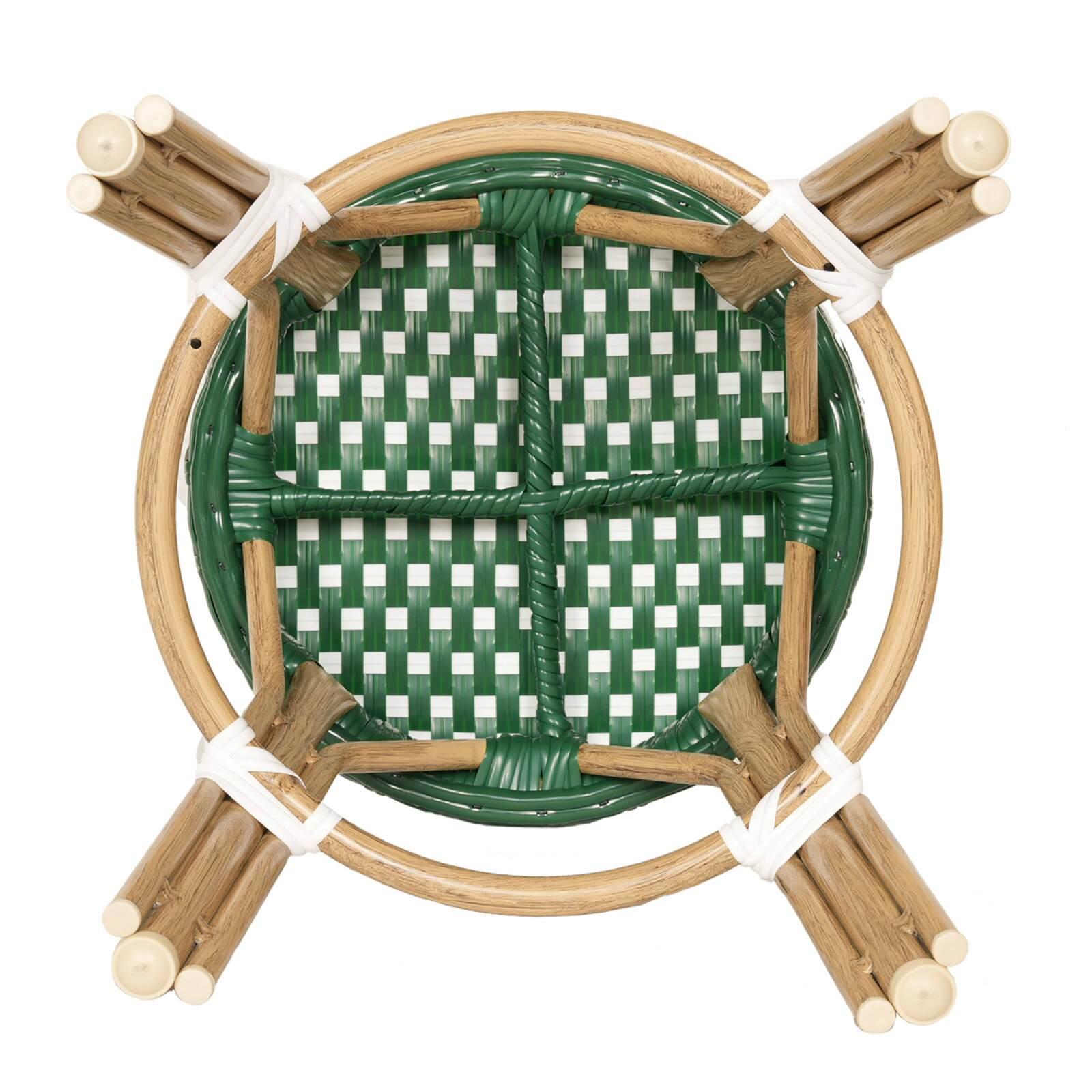 Tabouret bas en aluminium et rotin synthétique