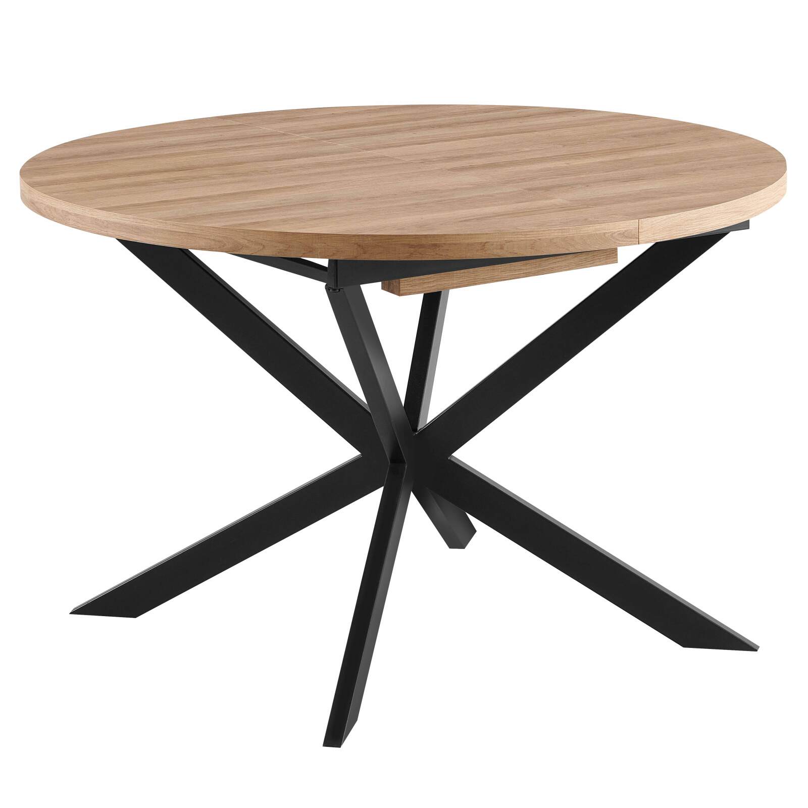 Table à manger ronde ( Ø120/160 x 75,5 cm) en MDF avec papier aluminium 