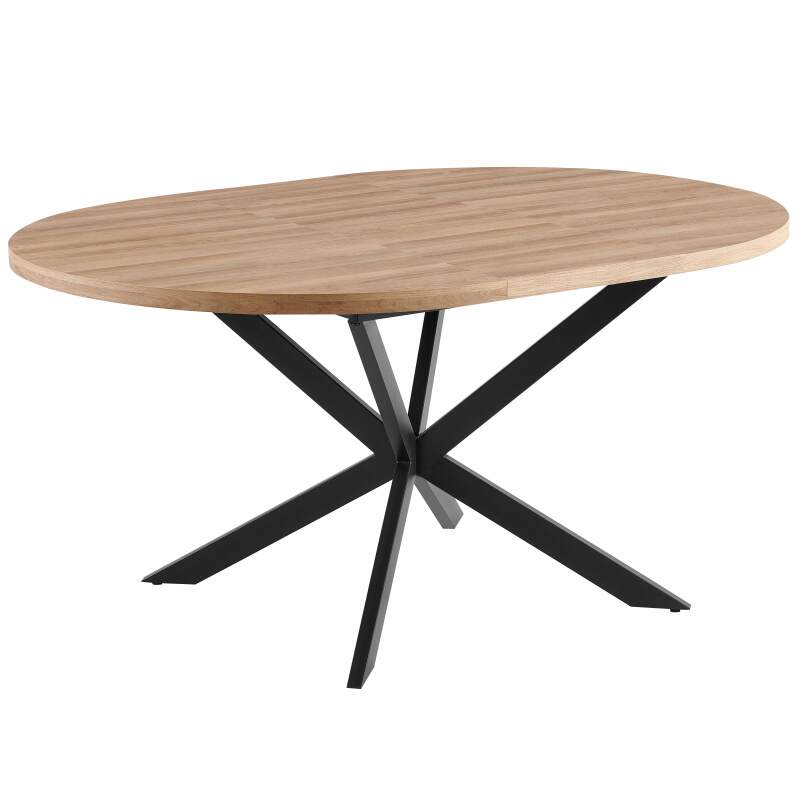 Table à manger ronde ( Ø120/160 x 75,5 cm) en MDF avec papier aluminium  (4/8)