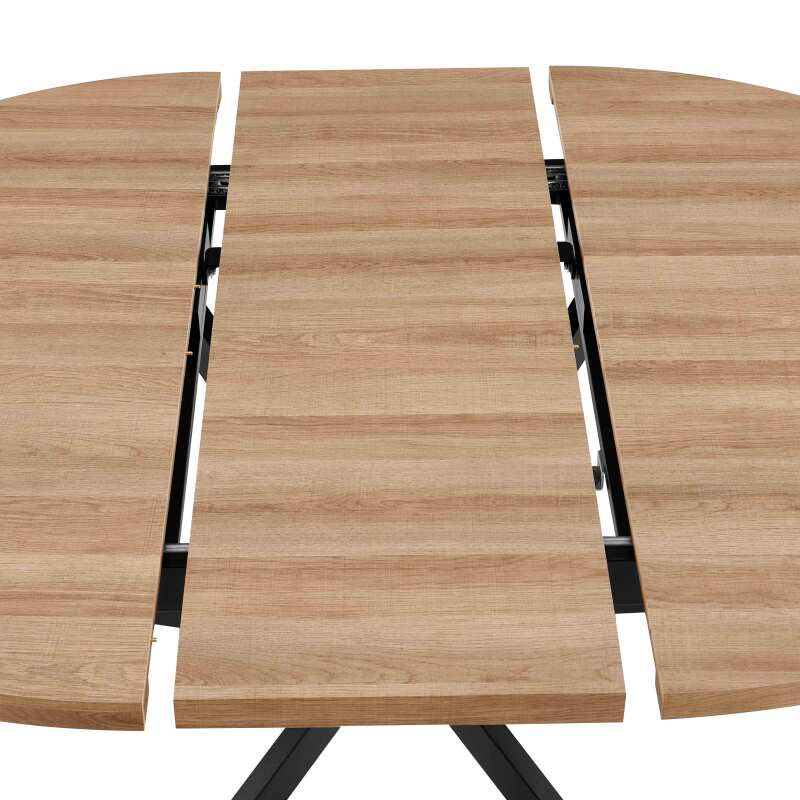 Table à manger ronde ( Ø120/160 x 75,5 cm) en MDF avec papier aluminium 