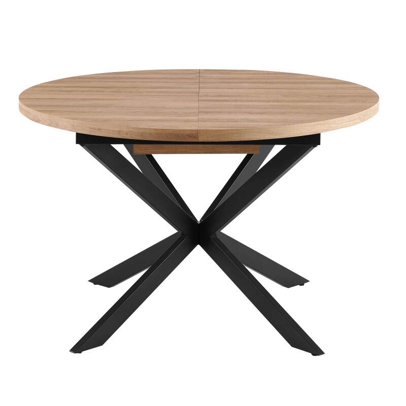 Table à manger ronde ( Ø120/160 x 75,5 cm) en MDF avec papier aluminium 