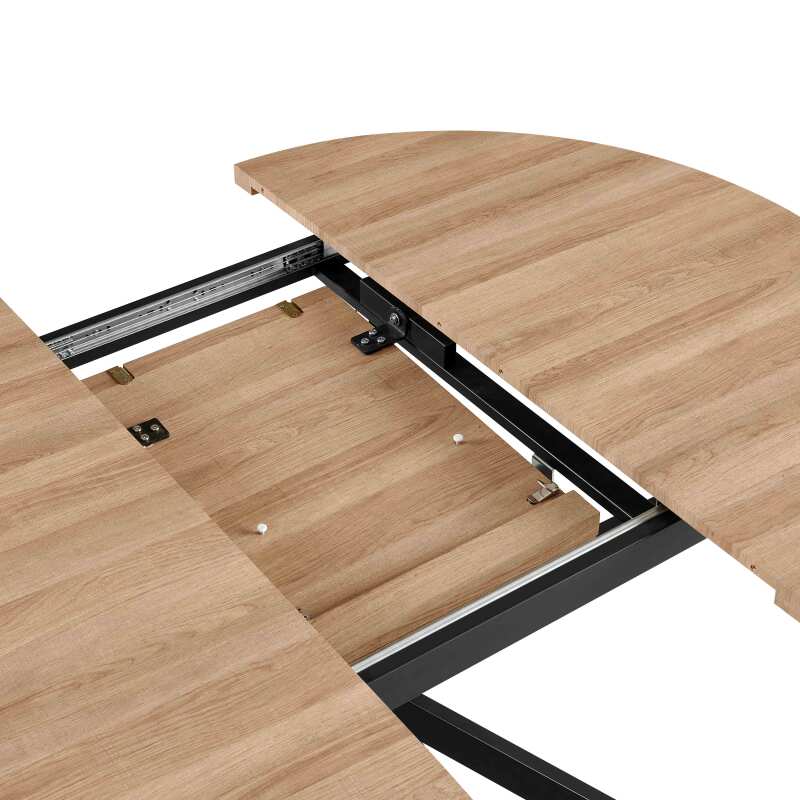 Table à manger ronde ( Ø120/160 x 75,5 cm) en MDF avec papier aluminium 