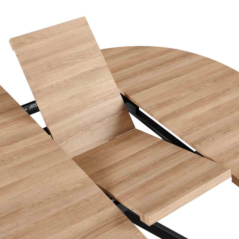 Table à manger ronde ( Ø120/160 x 75,5 cm) en MDF avec papier aluminium 