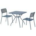Table de jardin carrée 70 x 70 x 73 cm et 2 chaises en métal