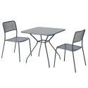 Table de jardin carrée 70 x 70 x 73 cm et 2 chaises en métal