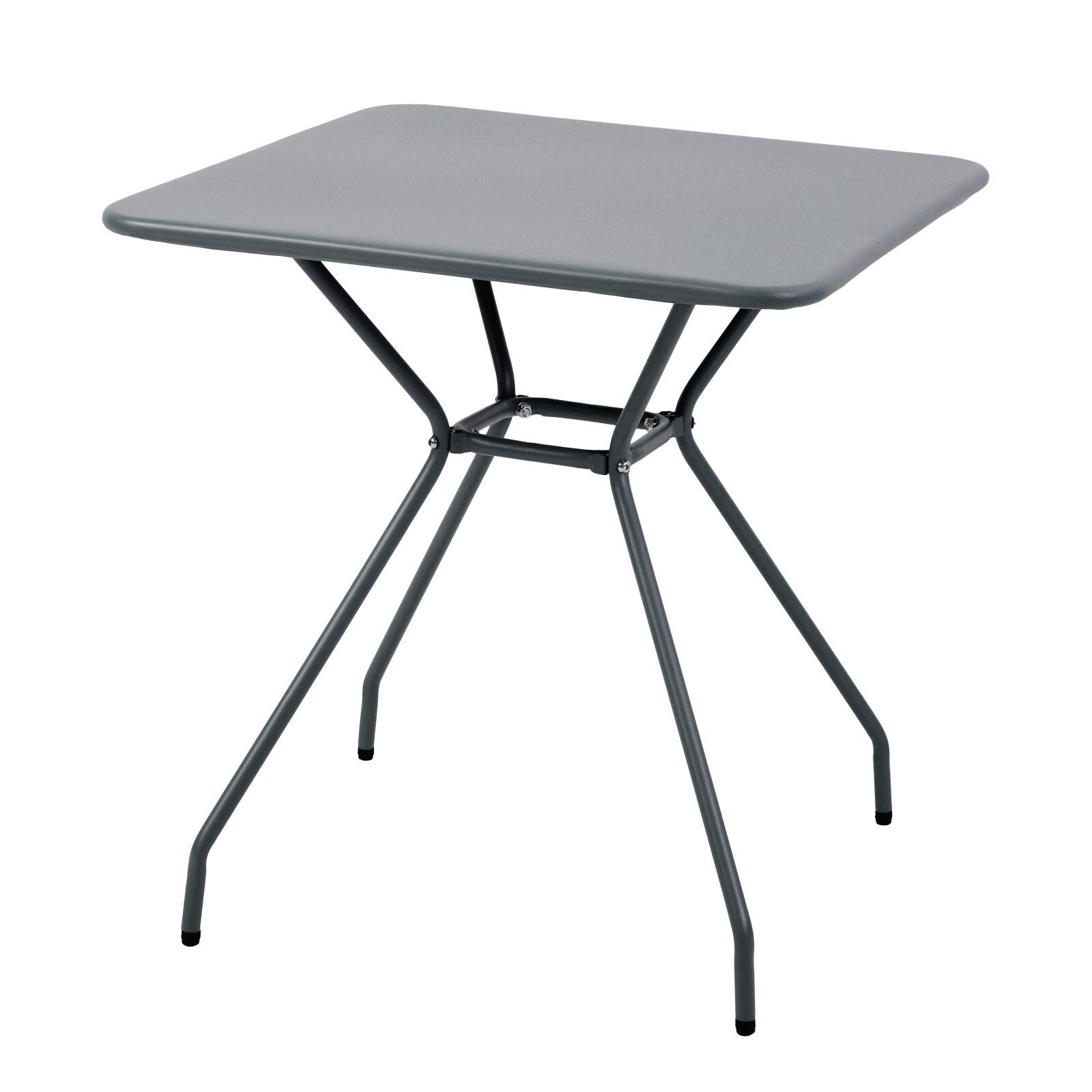 Table de jardin carrée 70 x 70 x 73 cm et 2 chaises avec accoudoirs en métal  