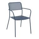 Table de jardin carrée 70 x 70 x 73 cm et 2 chaises avec accoudoirs en métal