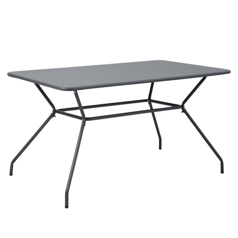Table de jardin rectangulaire 140 x 80 x 75 cm et 6 chaises en métal  