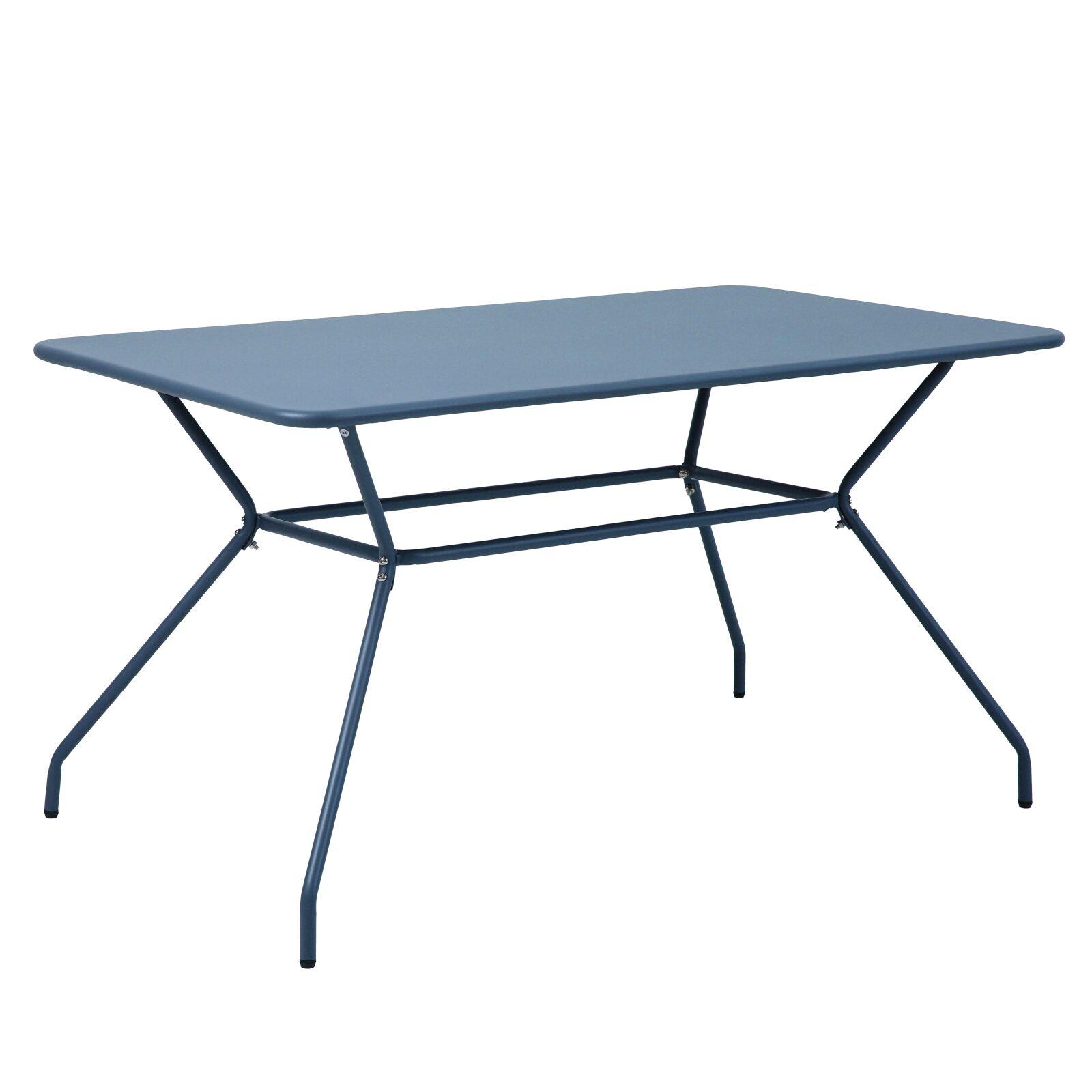 Table de jardin rectangulaire 140 x 80 x 75 cm et 6 chaises en métal  