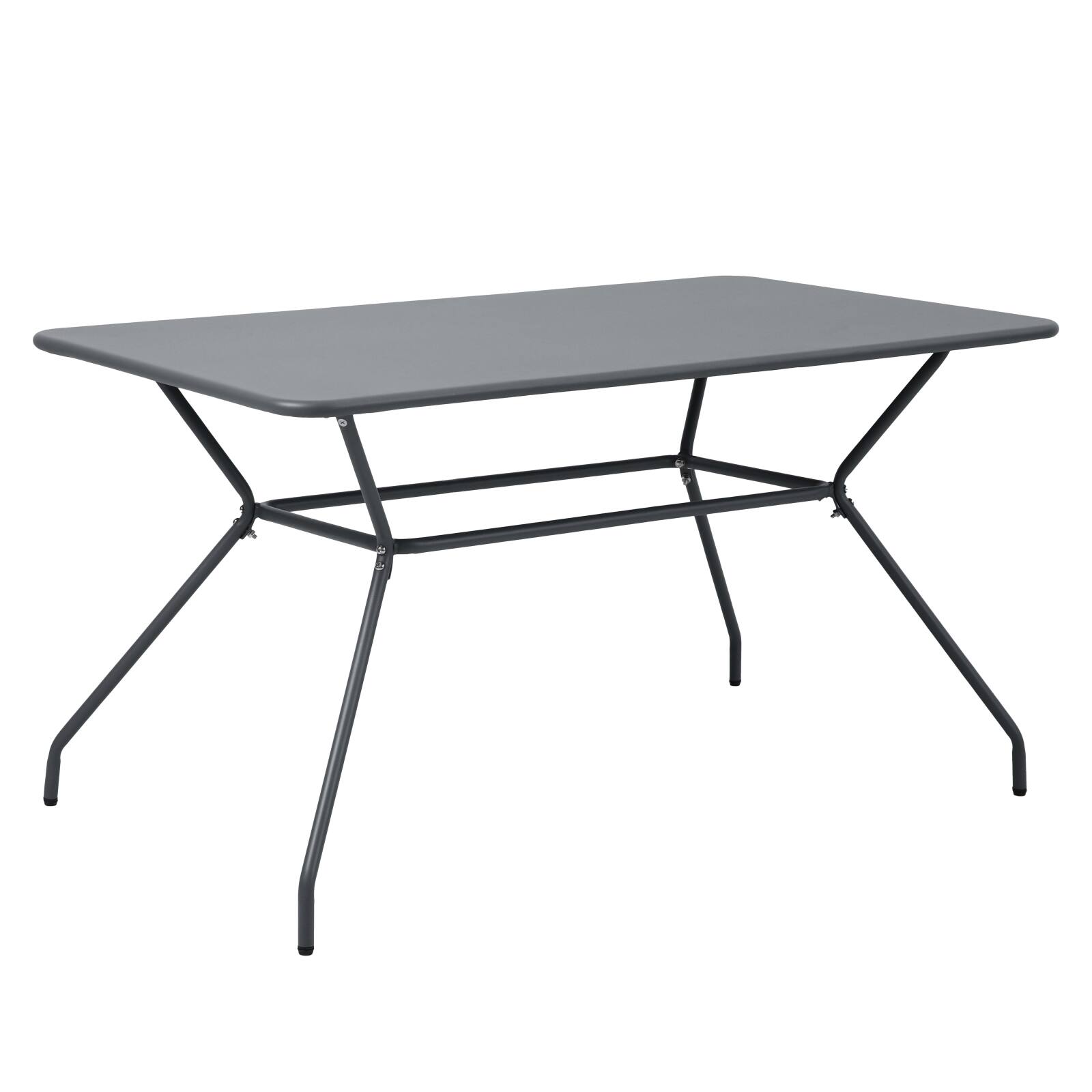 Table de jardin rectangulaire 140 x 80 x 75 cm et 6 chaises avec accoudoirs en métal  