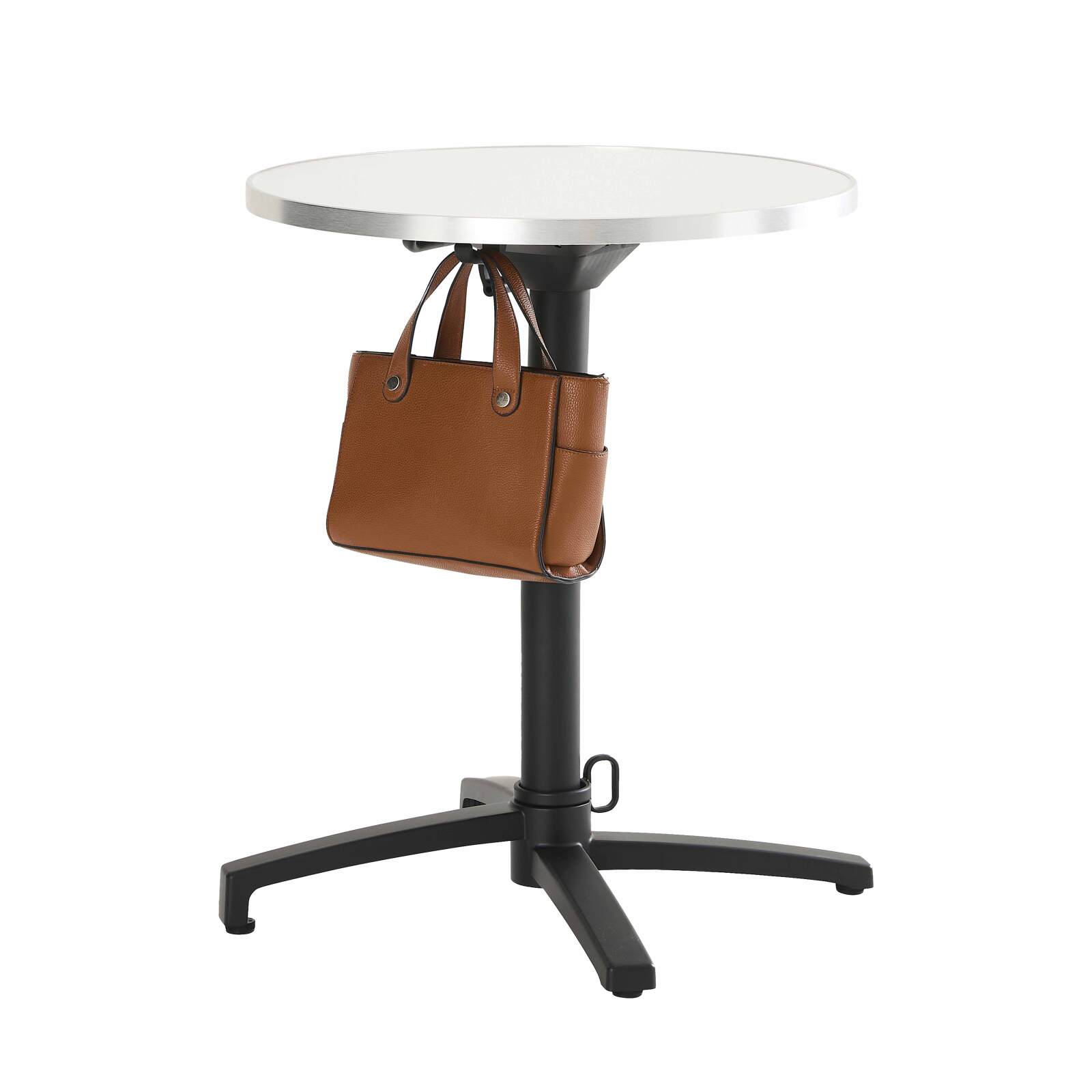 Pied de table avec système inclinable et accroche sac en aluminium 72 cm