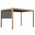 Pergola bioclimatique autoportée 4x3m motorisée/éclairée effet bois toit gris en aluminium avec 1, 2 ou 3 stores