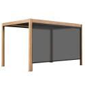 Pergola bioclimatique autoportée 4x3m motorisée/éclairée effet bois toit gris en aluminium avec 1, 2 ou 3 stores