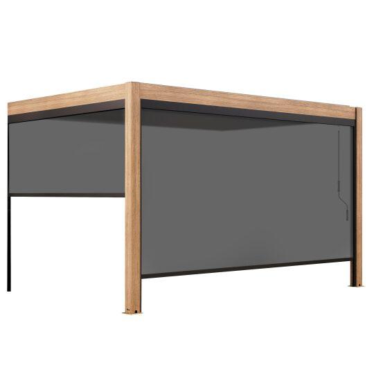 Pergola bioclimatique adossée 4x3m effet bois en aluminium avec 1, 2 ou 3 stores
