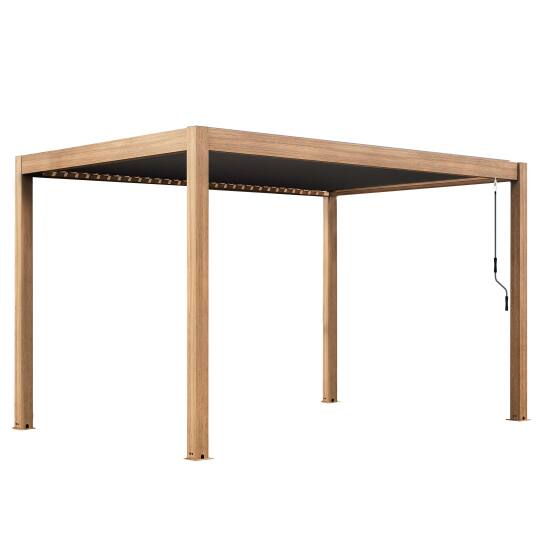 Pergola bioclimatique autoportée 4x3 m effet bois en aluminium