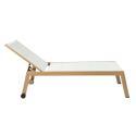Lot de 2 bains de soleil en aluminium effet bois avec roues, inclinables 5 positions