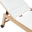 Lot de 2 bains de soleil en aluminium effet bois avec roues, inclinables 5 positions