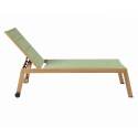 Lot de 2 bains de soleil en aluminium effet bois avec roues, inclinables 5 positions