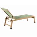 Lot de 2 bains de soleil en aluminium effet bois avec roues, inclinables 5 positions