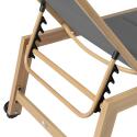 Lot de 2 bains de soleil en aluminium effet bois avec roues, inclinables 5 positions