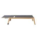 Lot de 2 bains de soleil en aluminium effet bois avec roues, inclinables 5 positions