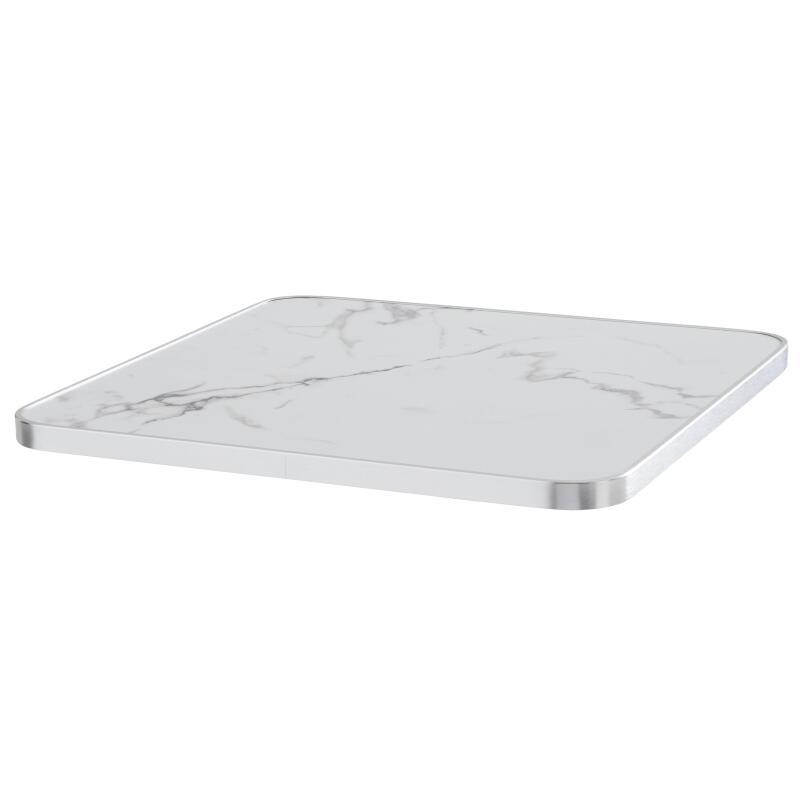 Plateau de table carré en contreplaqué avec revêtement stratifié et bords en aluminium 60 x 60 cm