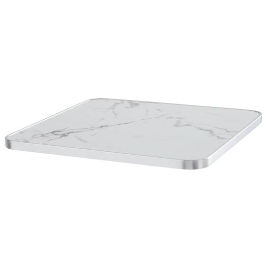 Plateau de table carré en contreplaqué avec revêtement stratifié et bords en aluminium 60 x 60 cm