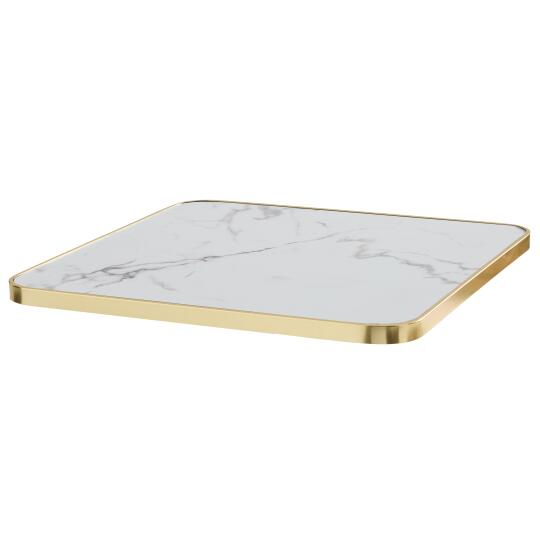 Plateau de table carré en contreplaqué avec revêtement stratifié et bords en aluminium 60 x 60 cm | Oviala