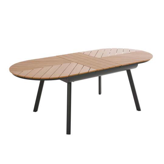 Table de jardin extensible rectangulaire (180/220 x 100 x 76 cm) en aluminium et polywood