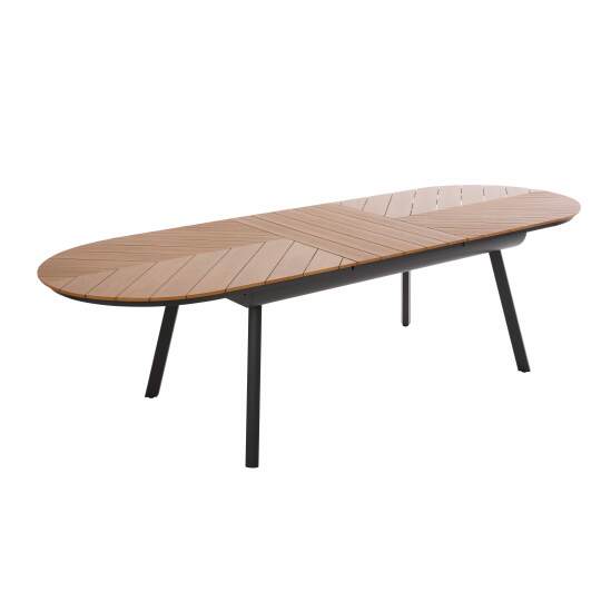 Table de jardin extensible rectangulaire (220/280 x 100 x 76 cm) en aluminium et polywood
