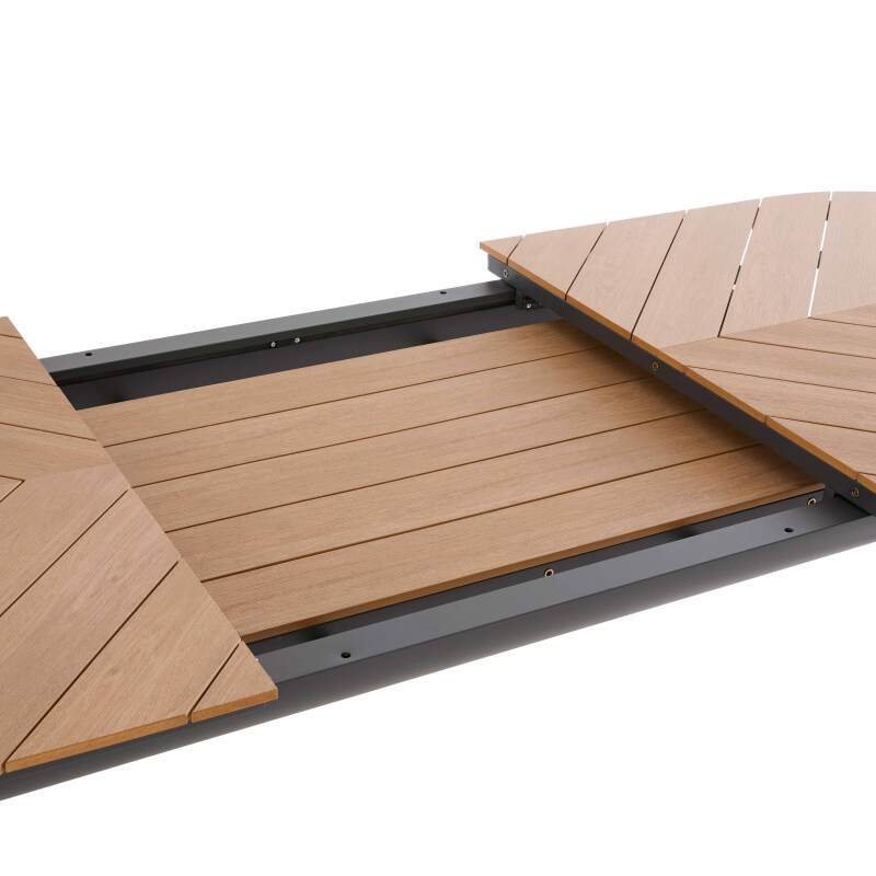 Table de jardin extensible rectangulaire (220/280 x 100 x 76 cm) en aluminium et polywood