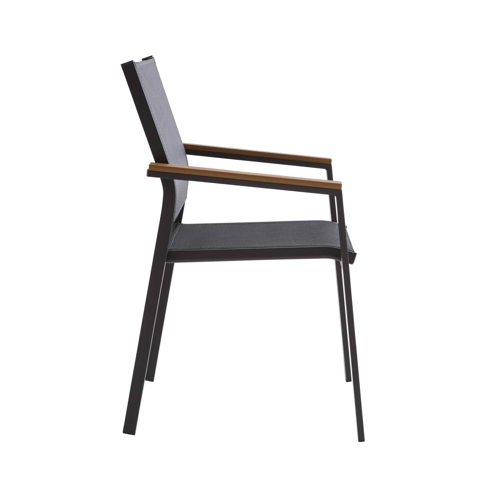 Chaise de jardin en aluminium et textilène avec accoudoirs