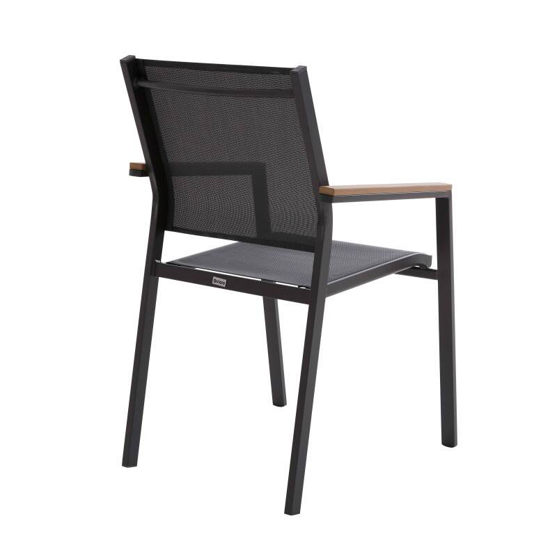 Chaise de jardin en aluminium et textilène avec accoudoirs